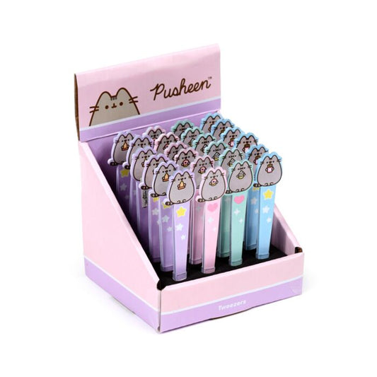 retail box showing all four colour variants of Pusheen the Cat Core Shaped Tweezers