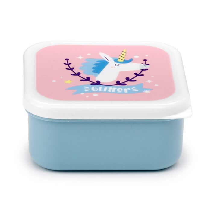 blue unicorn magic lunch box with a front view, featuring the magical unicorn design