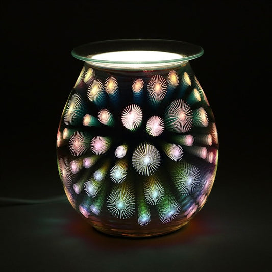 electric 3d starburst oil burner illuminated creating ambient light and home fragrance