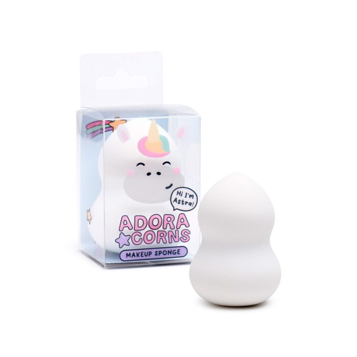 adoramals astra the unicorn makeup sponge boxed product with packaging and reverse visible