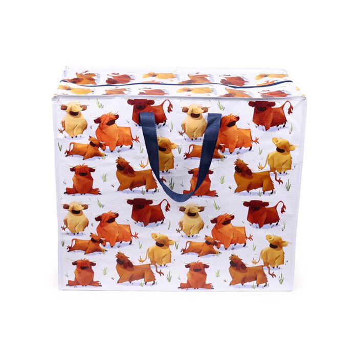 hairy coos highland coo vertical laundry bag showing full printed design