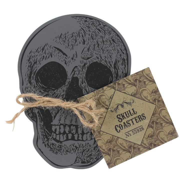 intricate skull coaster shown from above featuring detailed gothic skull artwork