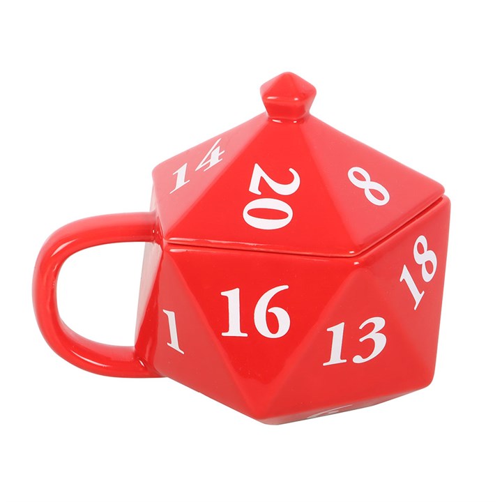 D20 Dice Shaped Ceramic Mug with Lid