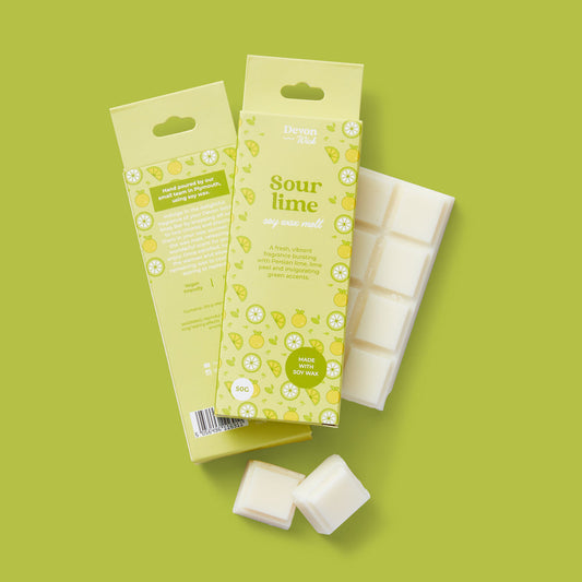 wax bar sour lime with persian lime, green accents, mandarin, refreshing citrus aroma