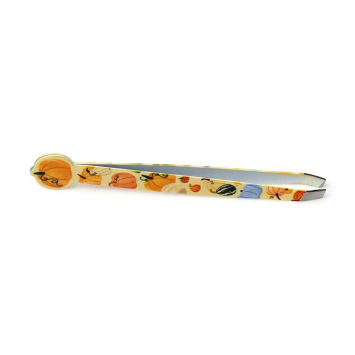 autumn harvest shaped tweezers side view highlighting stainless steel construction