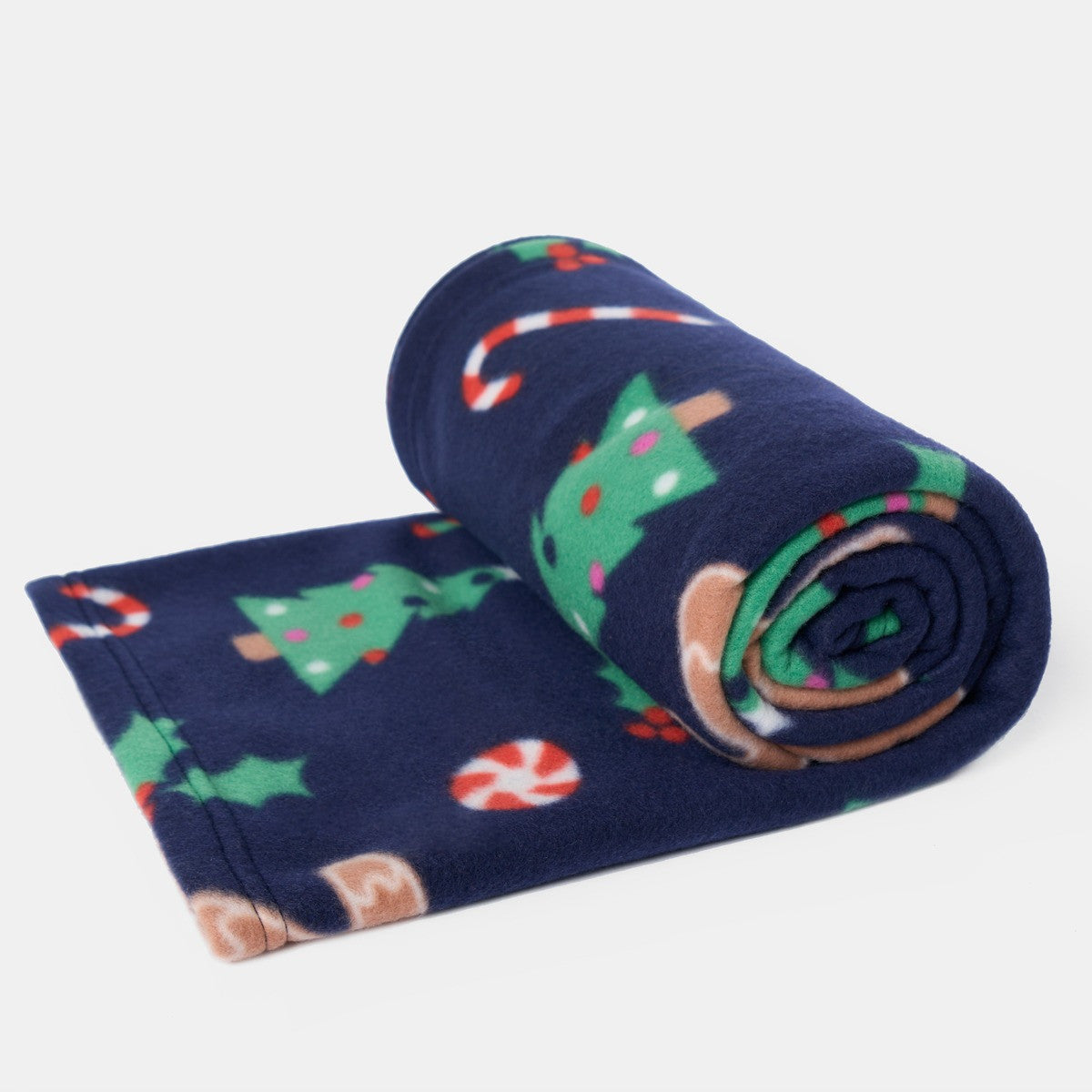 Navy Gingerbread Fleece Throw