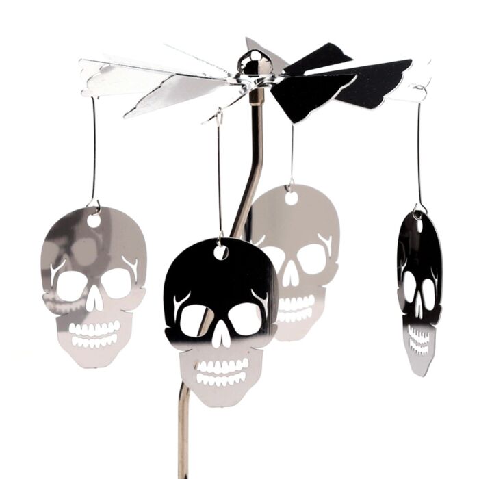 Rotating Skull Spinning Carousel Tea Light Candle Holder