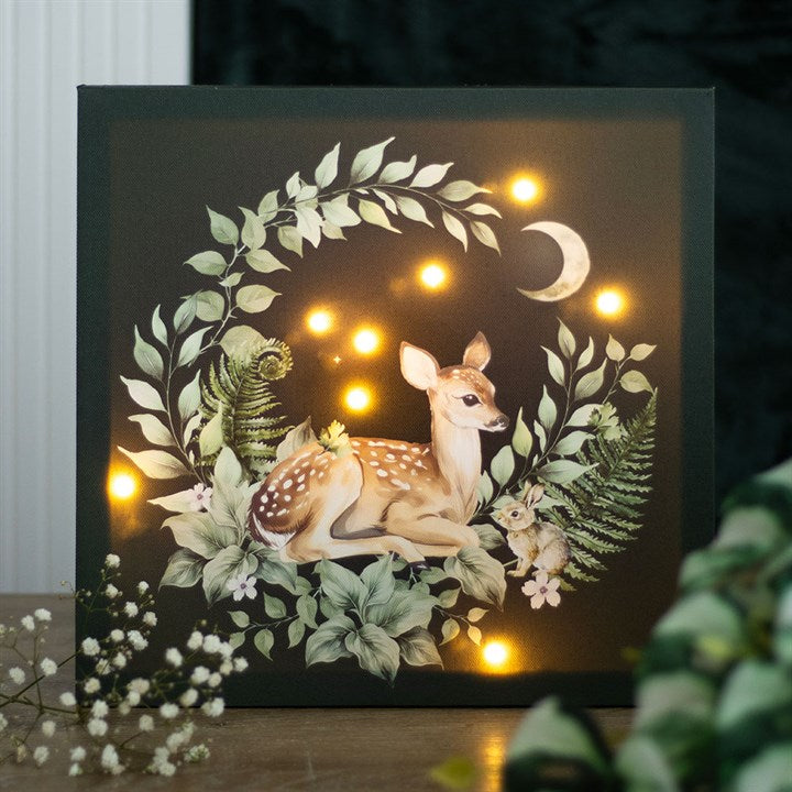 Light Up Woodland Fawn Canvas Plaque