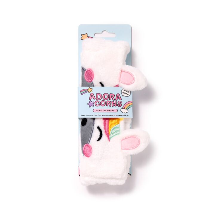 adoracorns astra the unicorn plush beauty headband packaged retail presentation