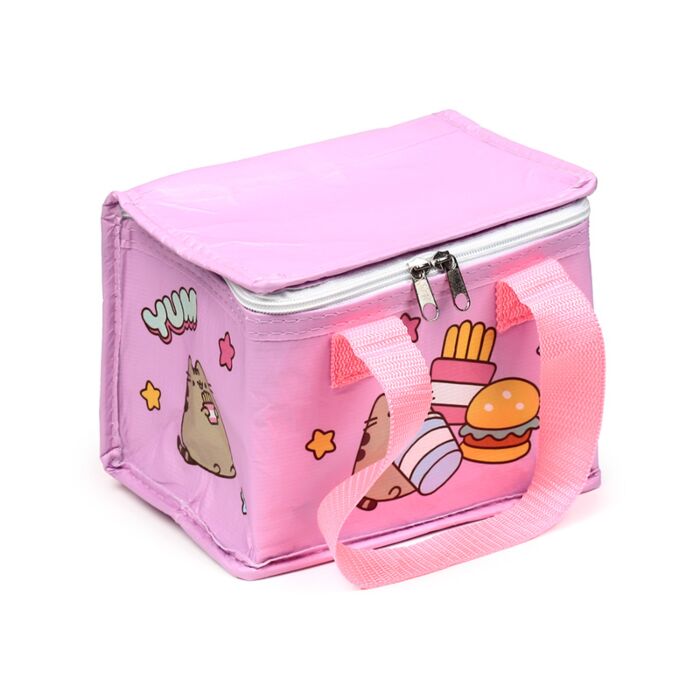 pusheen the cat foodie lunch bag front view in a pink pumpkin shade