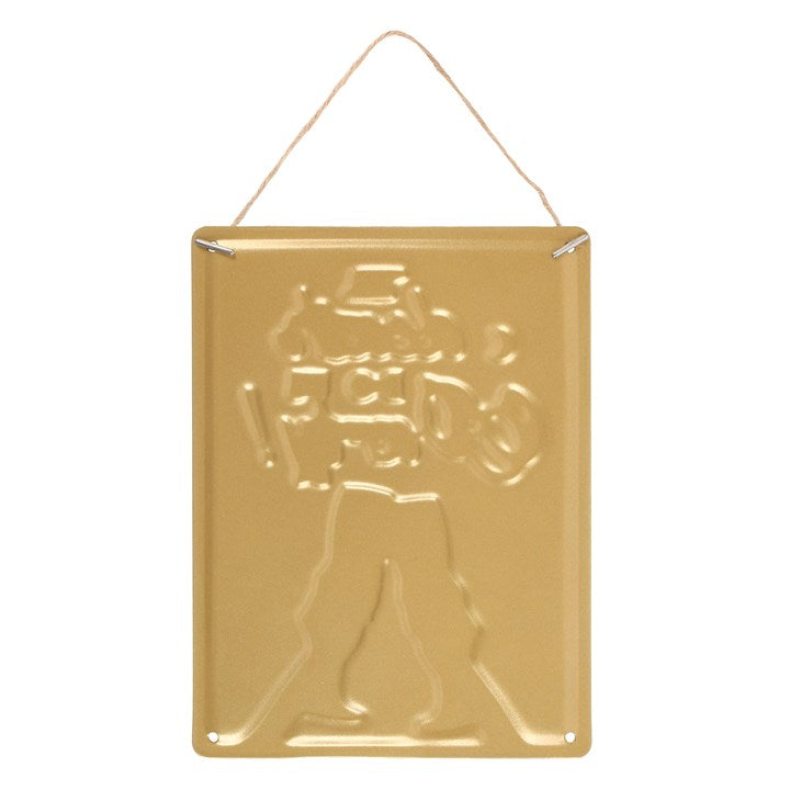 rear view of til death do us party hanging metal sign showing plain metal backing