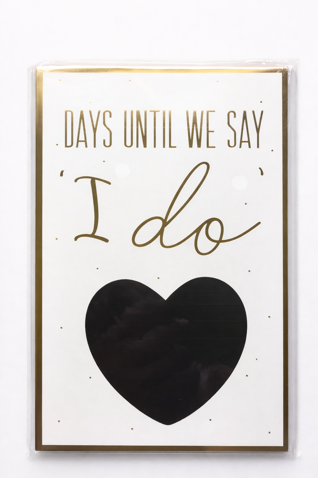 wooden wedding countdown plaque with chalkboard heart and ribbon hanger for days until I do