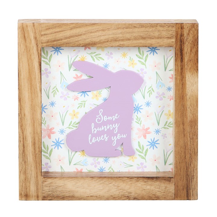 Some Bunny Loves You Purple Rabbit Wooden Framed Sign