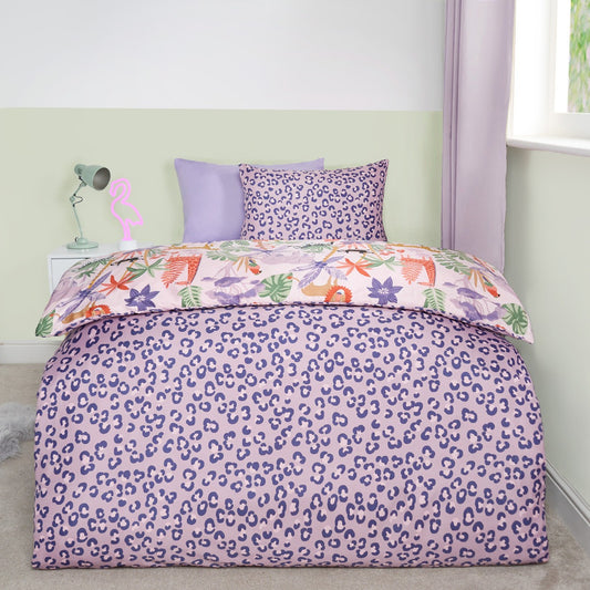 Safari animal reversible double bedding set showing full duvet and matching pillowcases