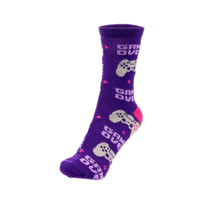 game over socks detailed view highlighting playful video game theme