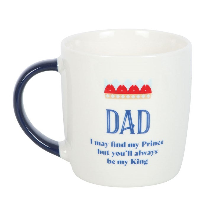 dad you'll always be my king mug back view showing clean white ceramic finish