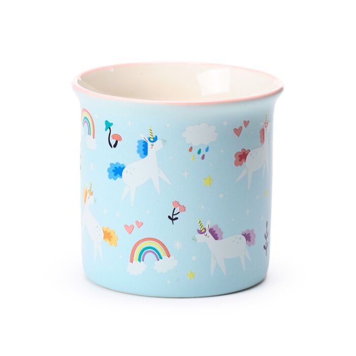 rear view of unicorn magic fine-rimmed porcelain mug showing smooth back design