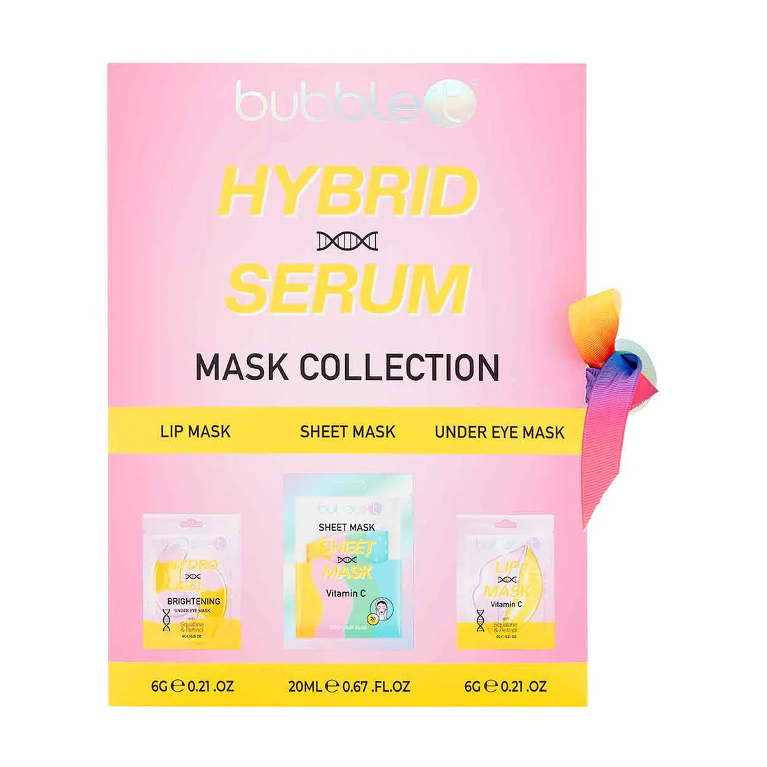 bubble t hybrid mask serum set including lip mask sheet mask and under eye mask for at home skincare routine