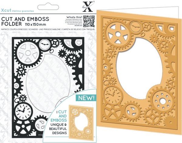Xcut Cut & Emboss Folder 110 x 150mm Steampunk Cogs Design