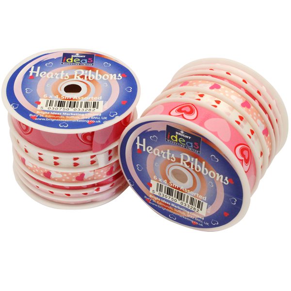 Hearts Ribbons 6x 4.5m Assorted Widths/Designs