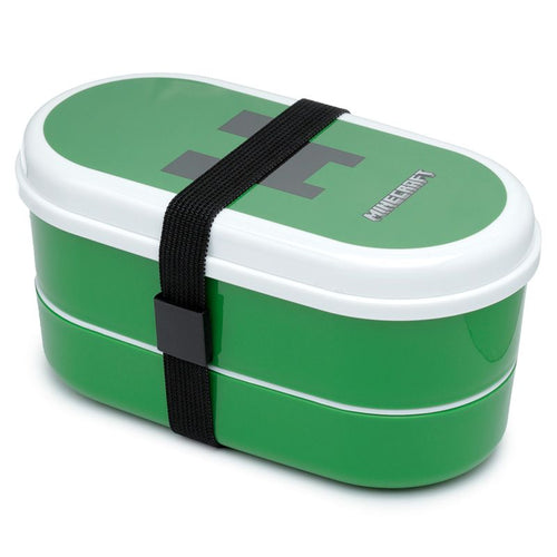 Minecraft Creeper Stacked Bento Lunch Box With Fork & Spoon