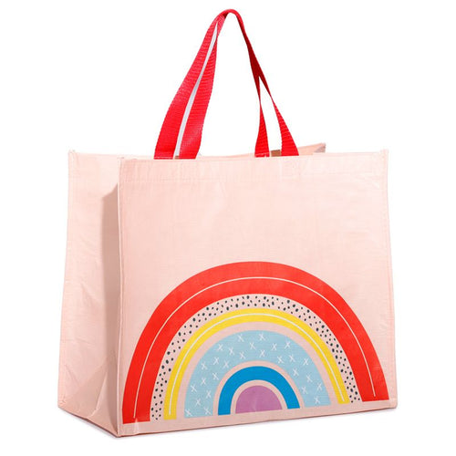 Rainbow Reusable Shopping Bag  Pink Background