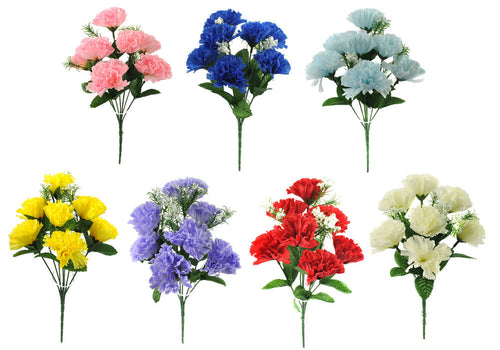 Bunch Of Flowers Artificial Silk  Carnations With Gypsophila