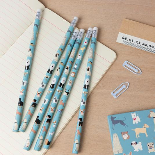 Dog Design HB Pencils Set 6