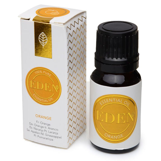 eden essential aromatherapy orange oil 10ml bottle and box for aromatherapy use