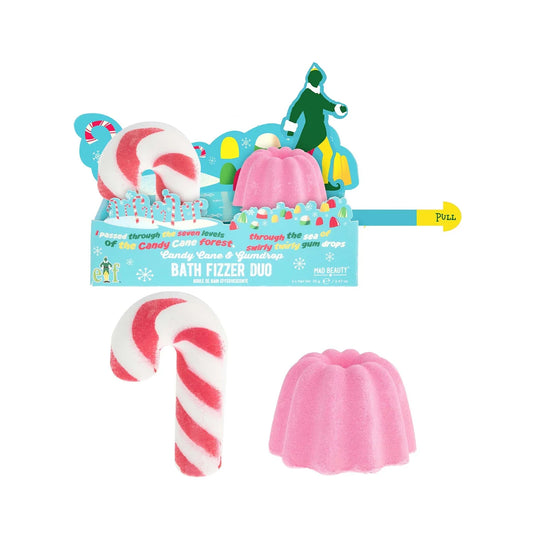 mad beauty elf themed bath fizzers set displayed together for christmas pampering