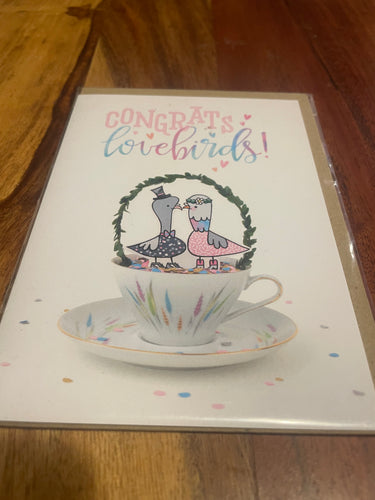 Congrats Lovebirds Engagement Card