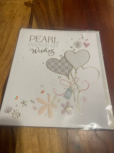 Pearl Wedding Anniversary Card-Hearts