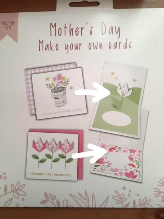 mothers day card making kit contents arranged for home crafting and gifting