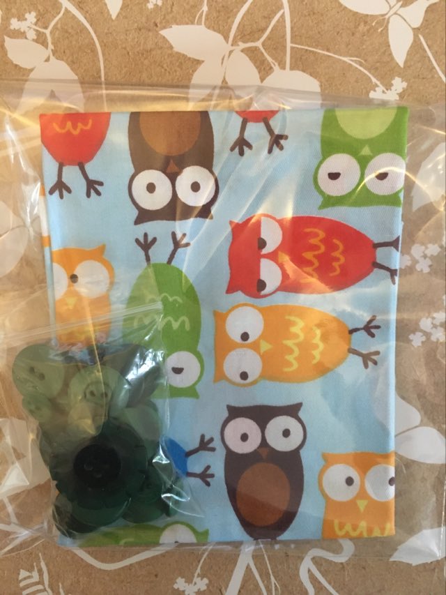 Owl Fabric Fat Quarter With Buttons