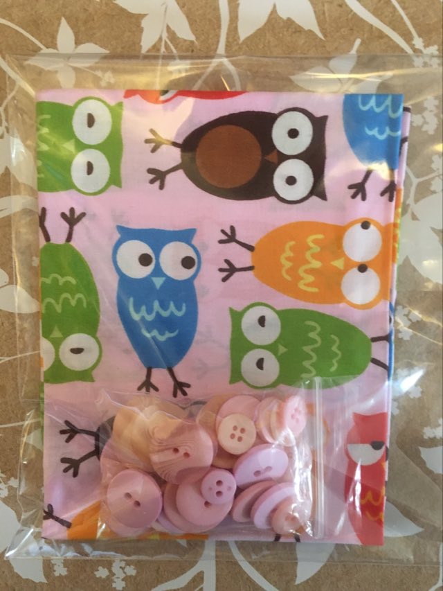 Owl Fabric Fat Quarter With Buttons