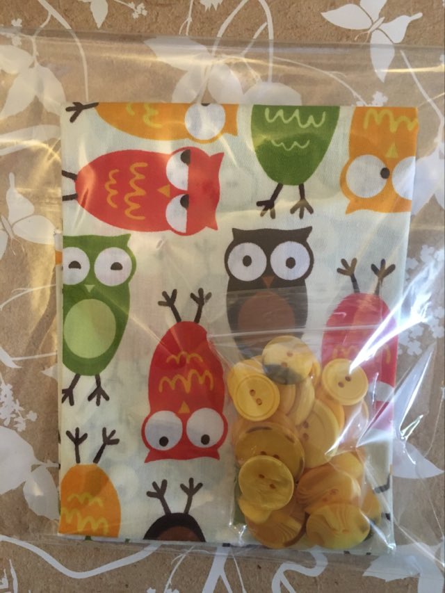 Owl Fabric Fat Quarter With Buttons