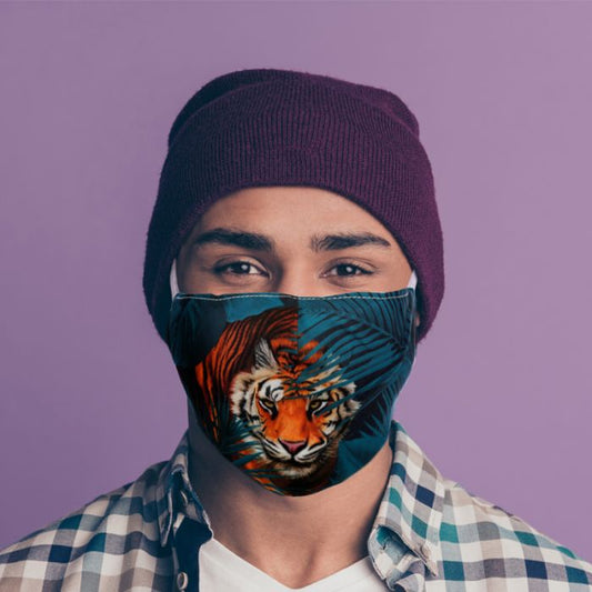 face covering large tiger adult reusable fabric face mask with bold animal design